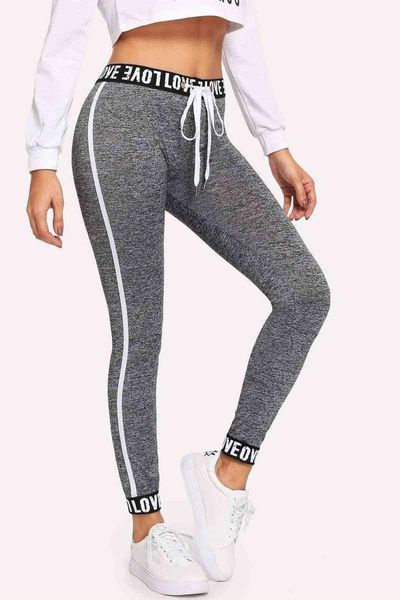 

women's leggings love belt stylish gray pants, Black