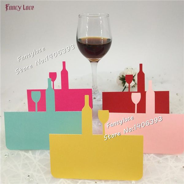 

greeting cards 50 pcs laser cut wine glass design wedding banquet party seat place pearlescent paper brithday table name