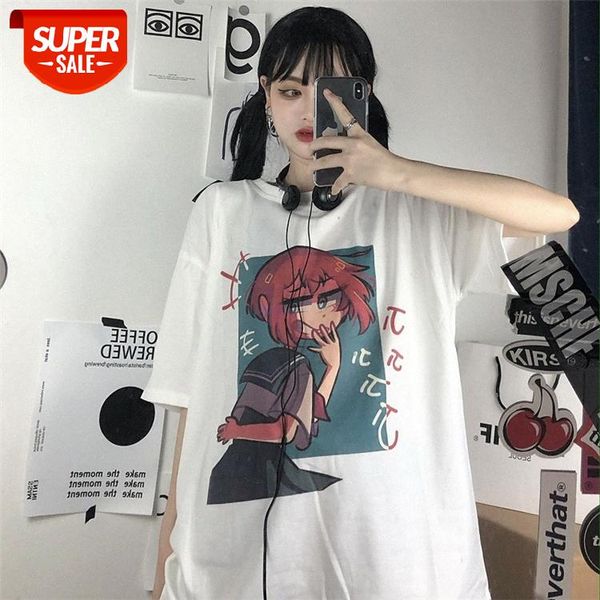 

korean version of harajuku bf style street hip-hop girl print loose couple suit short-sleeved t-shirt female trend #ix4r, White