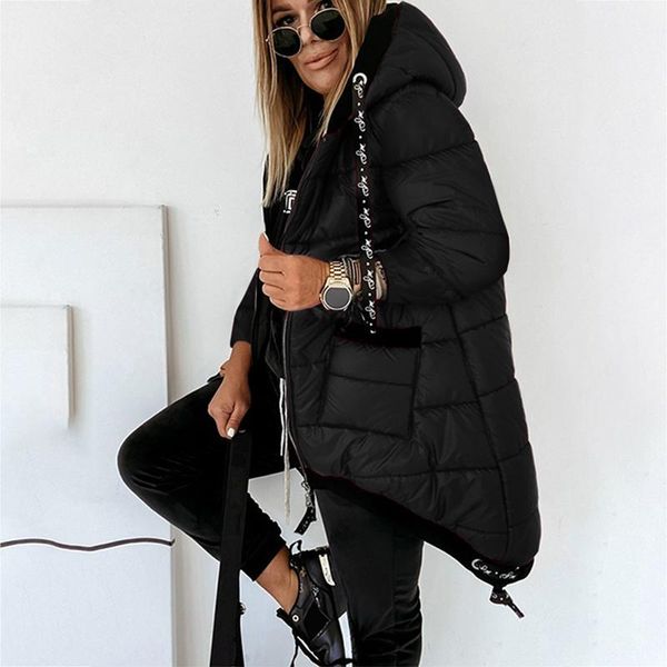 

women's down & parkas umeko women long cotton coat hooded zipper light weight autumn sleeve jacket ladies fashion casual solid color cl, Black