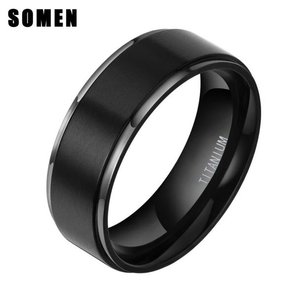 

wedding rings 8mm men's black titanium engagement ring band fashion male jewelry statement aneis drop, Slivery;golden