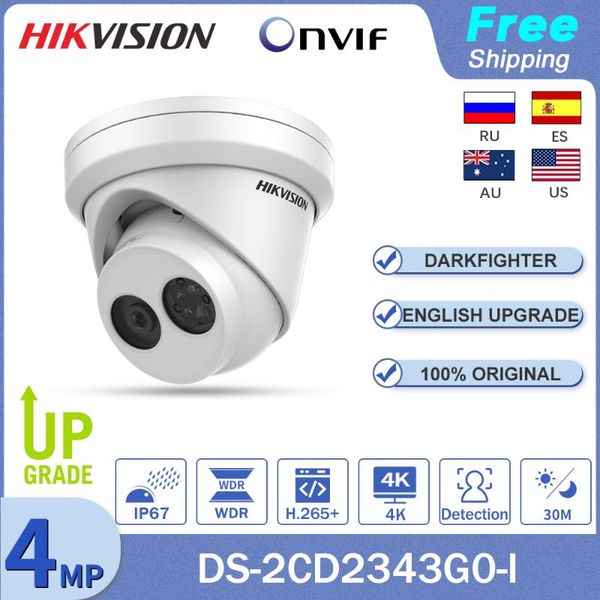 

cameras hikvision original mini ip camera 4mp cctv ds-2cd2343g0-i security webcam poe ir network kamera face detection sd card ip67 cam