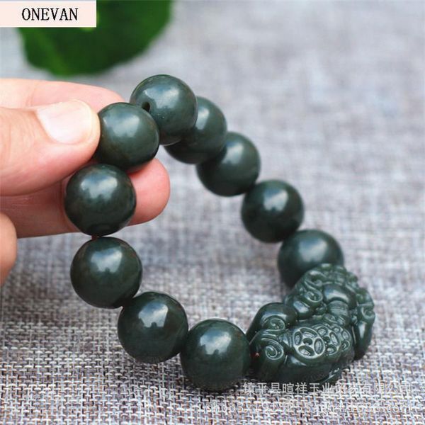 

blue jade buddha bead bracelet three money wholesale beaded, strands, Black