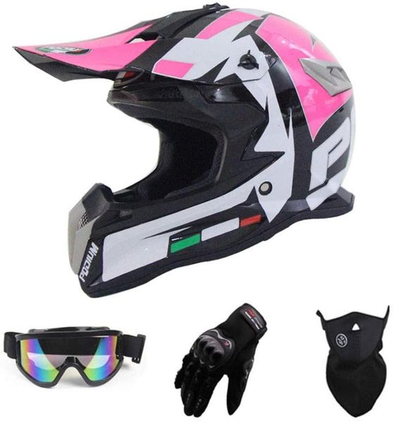 

motocross helmet (set of 4), women's open face helmet, goggles, riding gloves, atv youth protective pink,xl motorcycle helmets