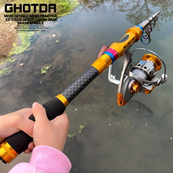 

fishing rod kits superhard and spinning reel travel pole combo