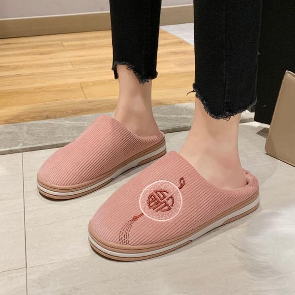 

flock home women fur slippers winter warm plush bedroom non-slip couples shoes indoor ladies furry soft comfortable, Black