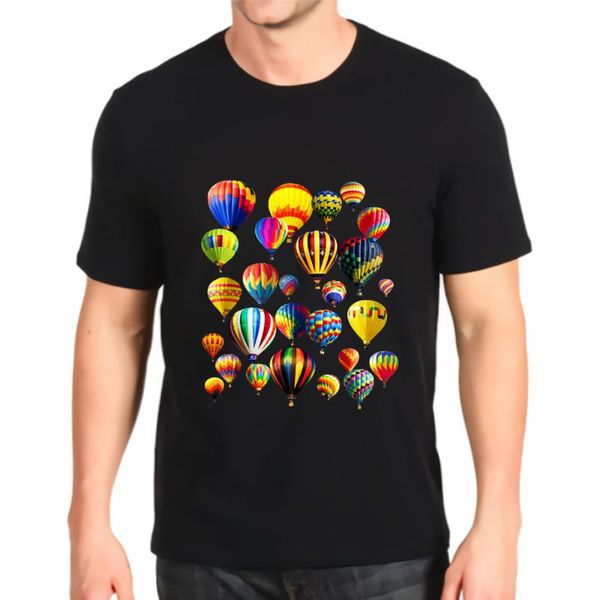 

men's t-shirts pride fashion printed tshirt cute air balloon ride vacation aviation customization tees mens loose, White;black