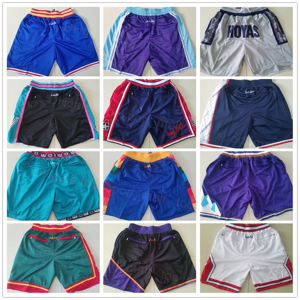 Neue Team-Basketballkleidung Just Don Shorts Sporthose mit Tasche Reißverschluss Jogginghose Hip Pop Blau Weiß Schwarz Lila Gelb Herrenstich Gute Laufgröße S-XXXL