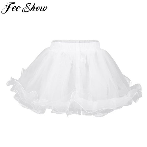 

skirts feeshow white kids girls organza tutu petticoat underskirt crinoline slip flower wedding dress accessories, Blue