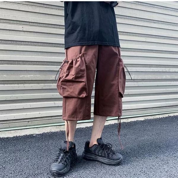 

- p japanese tooling shorts male 7 minutes of pants big tide to wear casual pocket men's, Black