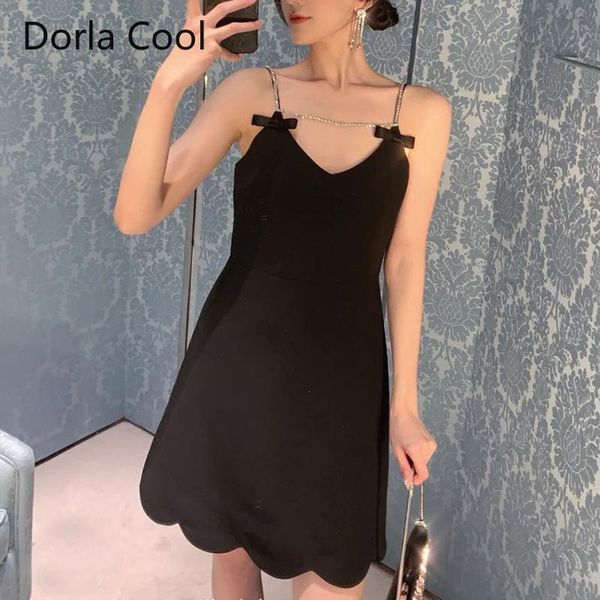 

casual dresses women chain strap dress mini diamonds night club slim black v-neck hollow out feminine high waist chic vestido, Black;gray