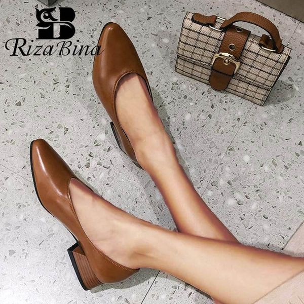 

dress shoes rizabina women pumps retro pointed toe low heels comfort soft fashion party spring grandma footwear size 35-39, Black
