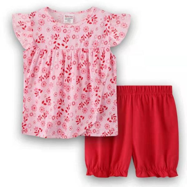 

pajamas summer baby boys girls clothing pyjamas sets kids shorts sleeve suit children sleepwear homewear nightwear, Blue;red