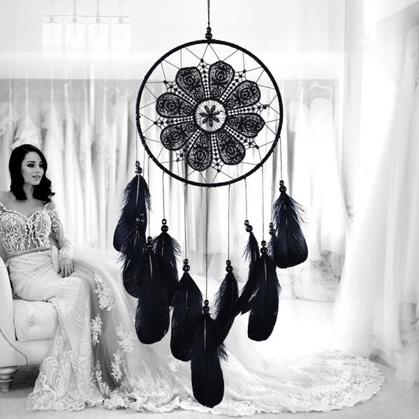 

decorative objects & figurines white black feathers dream catcher wedding decorations ornament gift valentine's day gifts wind chimes h