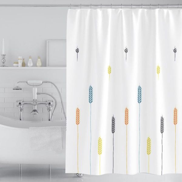 

shower curtains wheat ears prints waterproof thick bath fabric curtain for bathroom large wide bathing cover 12 hooks