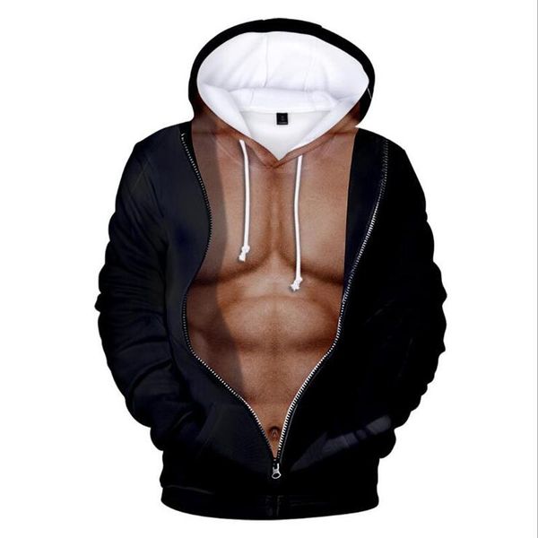 

men's hoodies & sweatshirts men's t-shirt summer funny body muscle t shirt camisetas hombre 3d print fake short sleeve fitness tee, Black