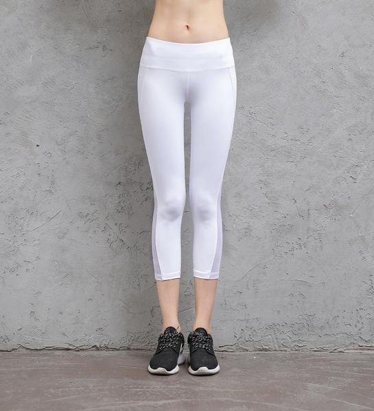 

yoga outfits jinxiushirt lady's calf length pants 3/4 trousers fitness gym running strong elastic quick dry deportivas push up women mt, White;red