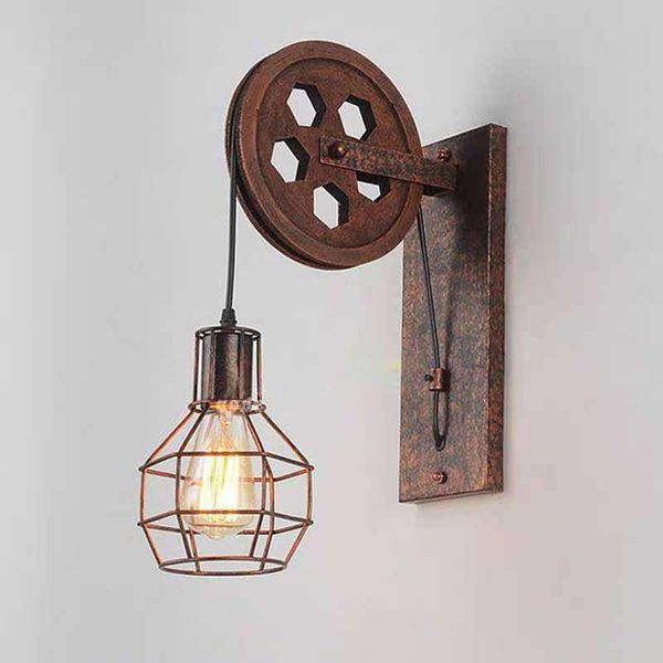 

wall lamp vintage industrial american loft pulley light living room decoration iron art lamps home decor fixture