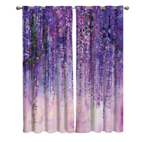 

curtain & drapes oil painting purple artistic conception curtains window living room kitchen indoor high blackout