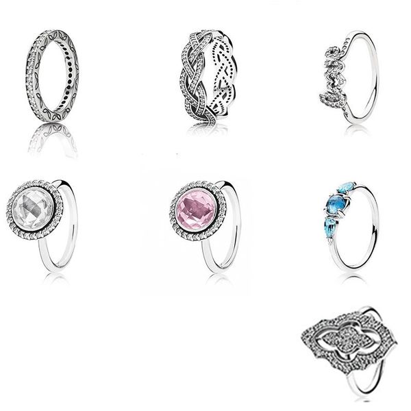 

cluster rings 2021 exquisite heart-to-heart white pink zircon eternity ring, original diy bead jewelry for ladies fashion gifts, Golden;silver