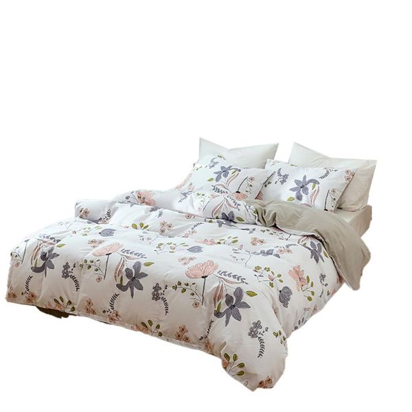 

bedding sets 1set 100%cotton duvet cover flower pattern white background high-grade single double king size for adults 3046