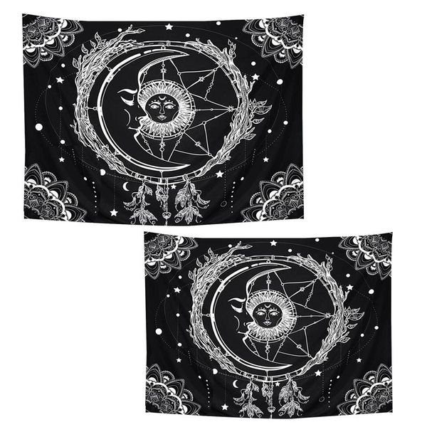 

tapestries moon and sun tapestry dreamcatcher black white mandala wall hanging for room