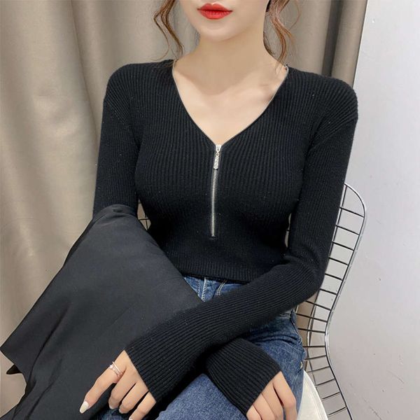 

women's sweaters tees sweater v-neck thin knitwear for women with autumn of xi4y, White;black