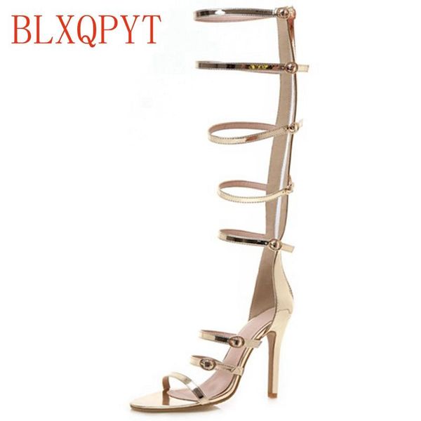 

dress shoes blxqpyt sandalias mujer gladiator women plus size 33-48 high heel 11cm pumps sandals sapato feminino summer style a-11, Black