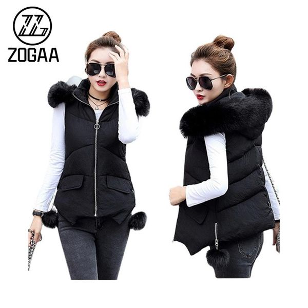 

women's down & parkas zogga autumn and winter cotton vest hooded fashion, Black