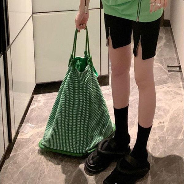 

evening bags 2021 fashion shoulder for women green and white mixed colors big capacity female's casual tote bag bolsa feminina