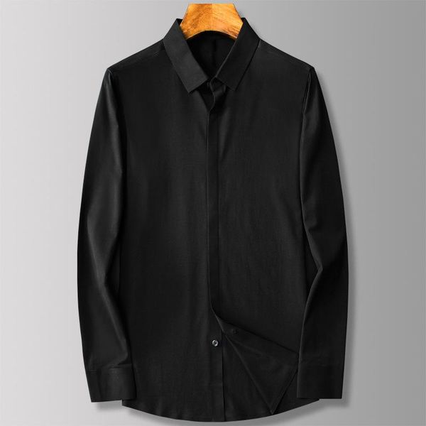 

men's dress shirts mercerized cotton ice silk shirt for men in summer, White;black