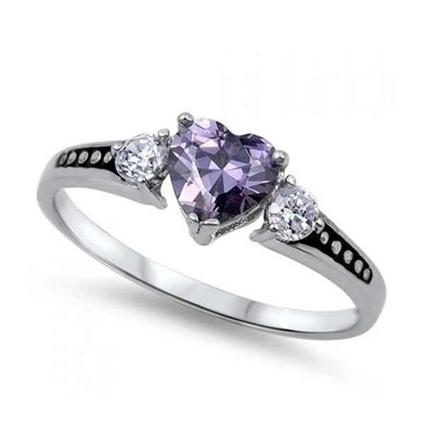

wedding rings x yan purple heart love zircon crystal ring for women lovely excellent quality beautiful jewelry romantic valentine's day, Slivery;golden