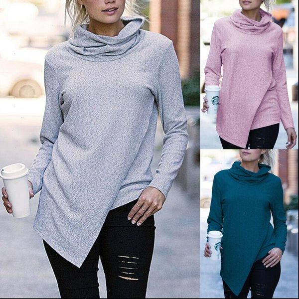 

sale women sweatshirts casual solid long sleeve turtleneck jumper pullover sweatshirt autumn plus size s 3xl, Black