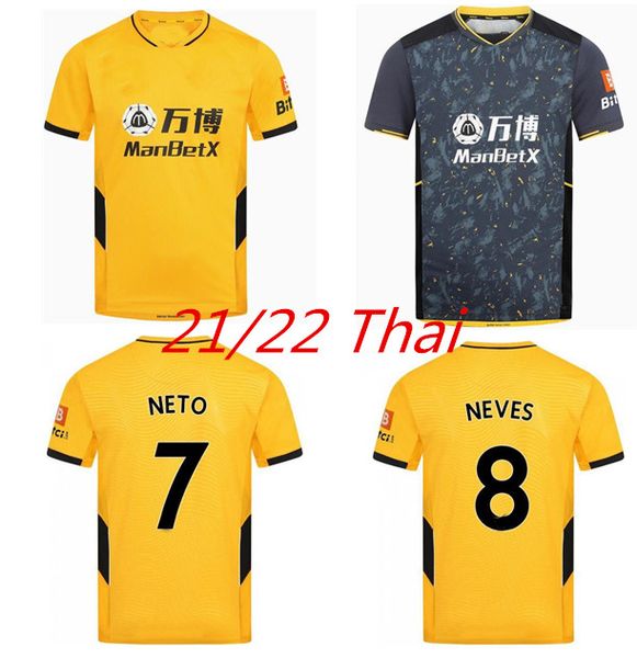 

21 22 wolves soccer jerseys away aÃ¯t nouri semedo raul neto neves 2021 2022 boly j.otto podence faio silva football saiss shirts j.moutinho, Black;yellow