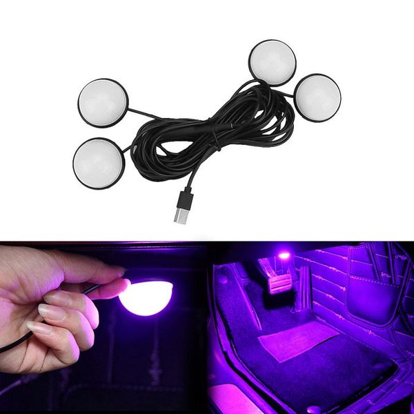 

interior&external lights 4 in 1 car foot 12v led usb auto interior lighting automobile atmosphere decorative lamp connection line