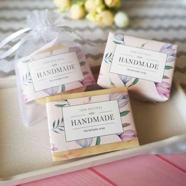 Imballaggio di carta da imballaggio per sapone stampato Magnolia per sapone fatto a mano Involucro di sapone puro a freddo 210517
