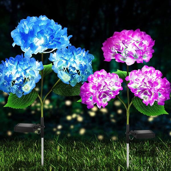 

lawn lamps 2 pack solar hydrangea garden light outdoor ip65 flower pathway for patio yard wedding decoration