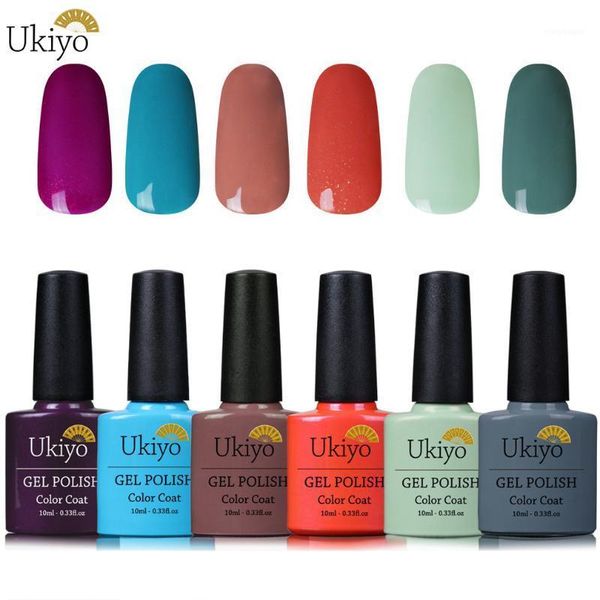 

ukiyo 10ml nail gel polish 6pieces/lot pure color varnish vernis semi permanent soak off hybrid lacquer1, Red;pink
