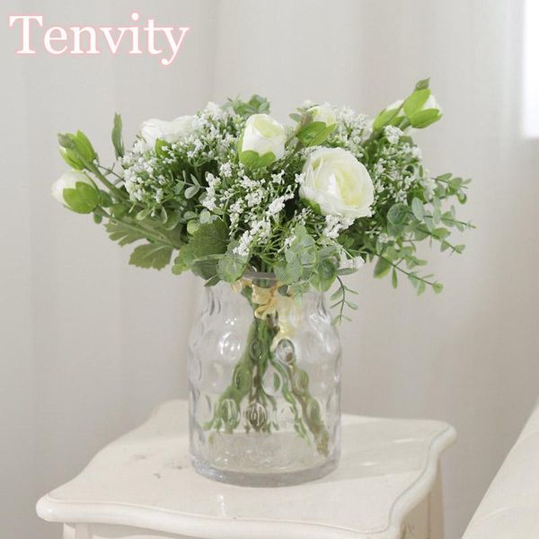 

decorative flowers & wreaths plastic gypsophila artificial flower hybrid bouquet eucalyptus fake home decor silk rose bridal hand for weddin