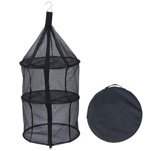

curtain & drapes multi-layer drying net basket dryer hanging cage storage bag (black)