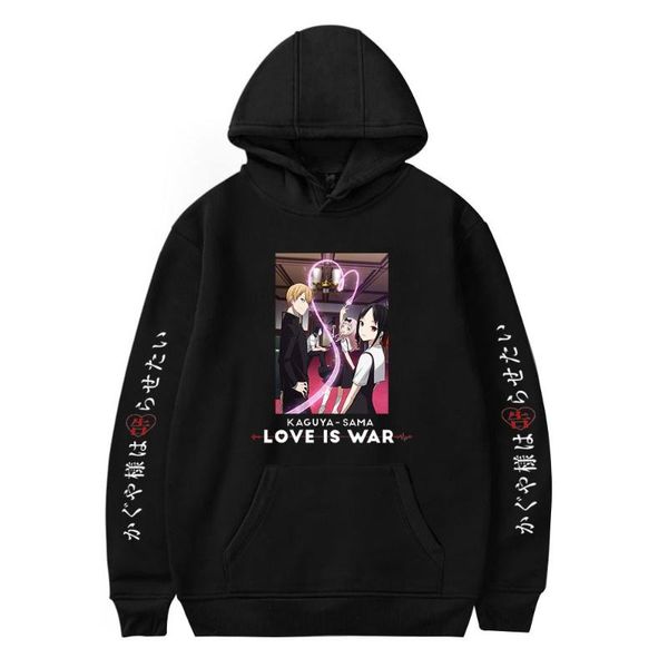 

men's hoodies & sweatshirts h lovely anime kaguya-sama love is war men/women boys/girls streetwear casual pullover hooded, Black