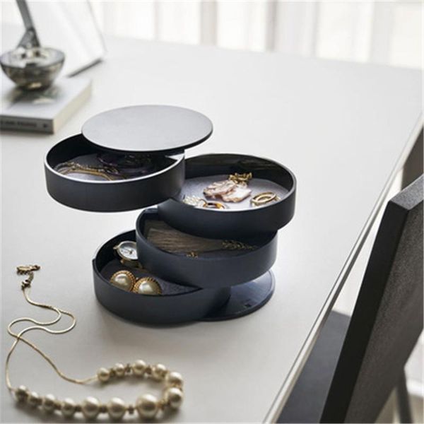 

women simple 4-layer rotatable jewelry storage box accessory makeup organizer container desksundries boxes & bins