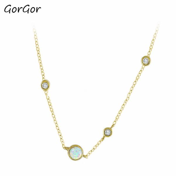 

pendant necklaces gorgor necklace women copper material pattern round gold plated cubic zirconia simplicity exquisite jewelry 10302211100, Silver