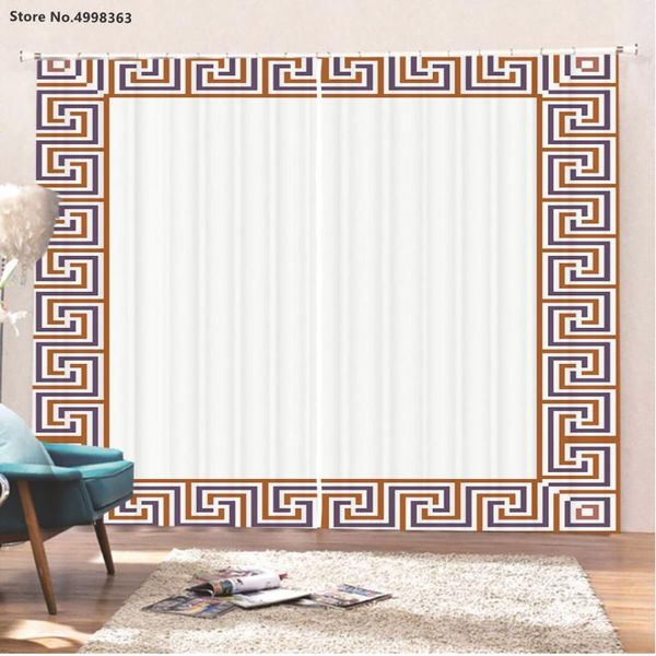 

curtain & drapes geometric window for living room bedroom 2 panels retro treatments drop home blackout