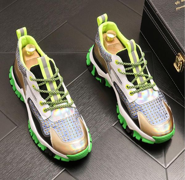 

2021 Autumn Newest Men Shoes Luxury Tide Multicolor Casual Shoes Man Chunky Sneakers Platform Shoes Sport, Light green