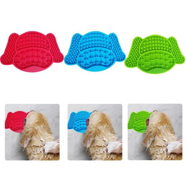 

dog bowls & feeders pet licking mat dispensing lick pad peanut butter for bathing grooming and training