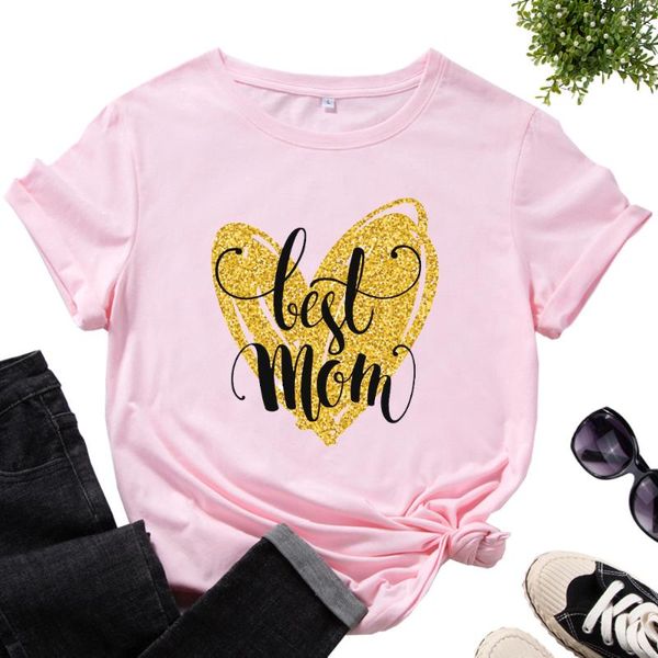 

women's t-shirt mom heart graphic tee for women woman cotton print t shirts short sleeve crew neck summer female clothes mother's, White
