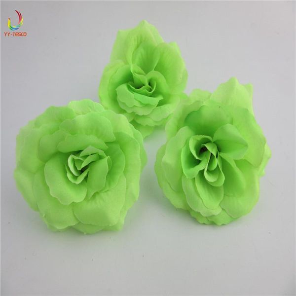 

100pcs artificial flowers silk roses flower heads for wedding decoration party scrapbooking 7cm green floral wreath accessories decorative &