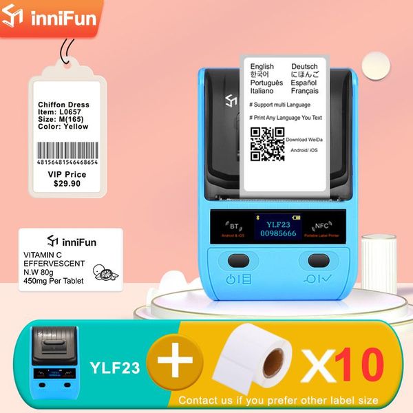 

copiers innifun 58mm thermal printer and ten rolls blank label barcode sticker