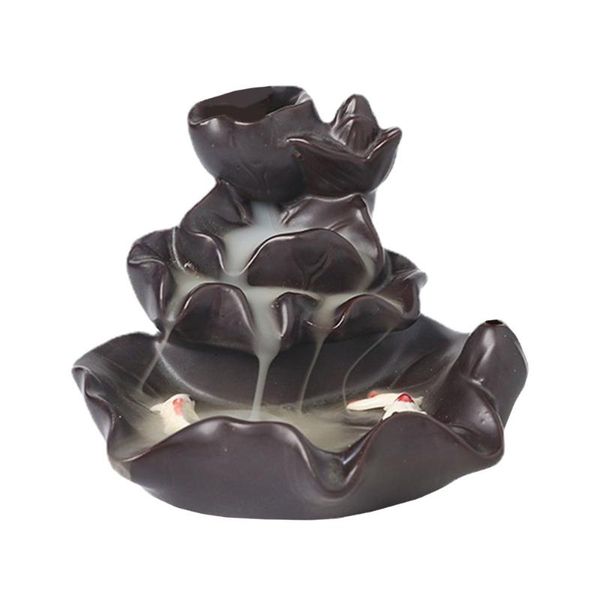 

fragrance lamps 1pc ceramic lotus carp incense burner waterfall reflux oven